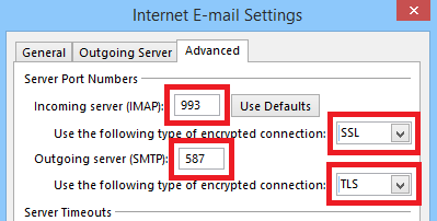 Outlook Email ports