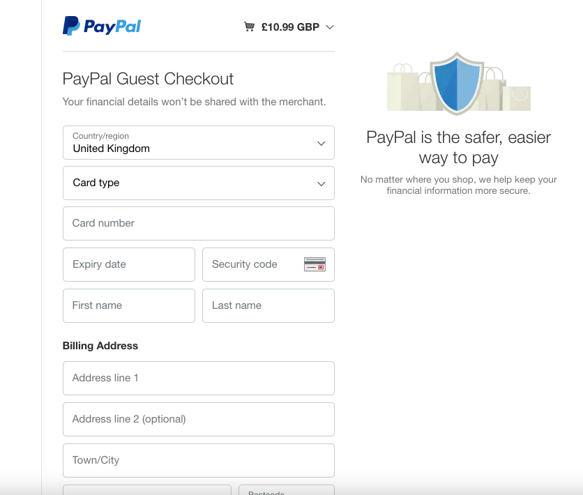 Payment via credit card using Paypal