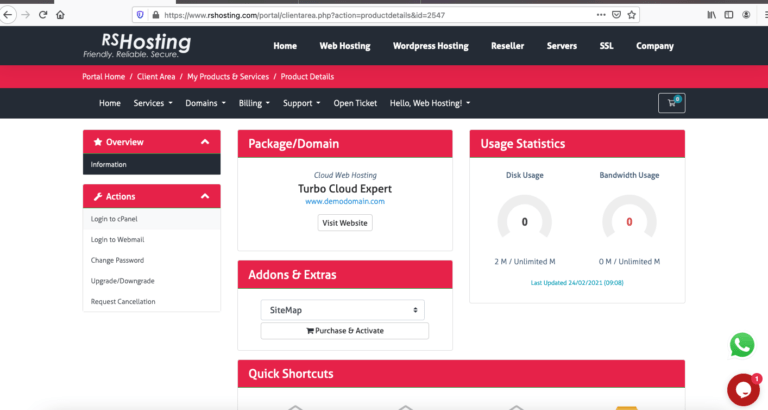 Access cPanel control panel